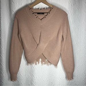 Zaful Frayed Twisted Short Sweater